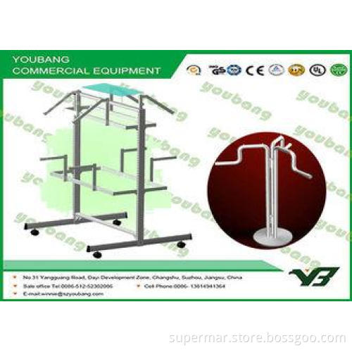 Customized stainless steel free standing garment rack , ret